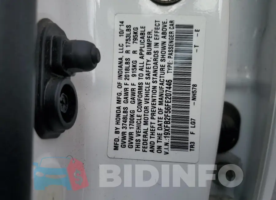 19XFB2F56FE207446 Photo# 12