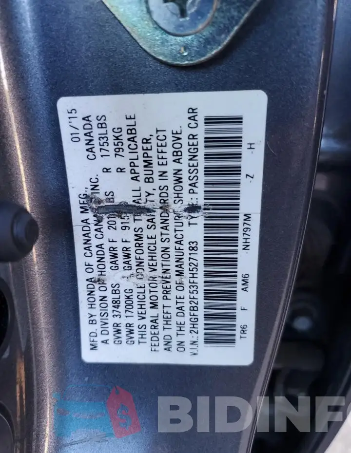 2HGFB2F53FH527183 Photo# 12