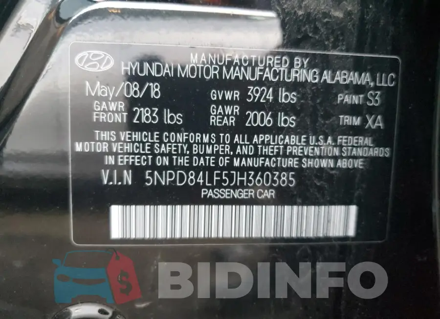 5NPD84LF5JH360385 Photo# 13
