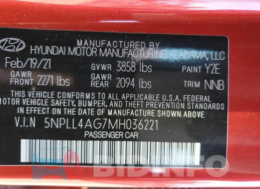 5NPLL4AG7MH036221 Photo# 13