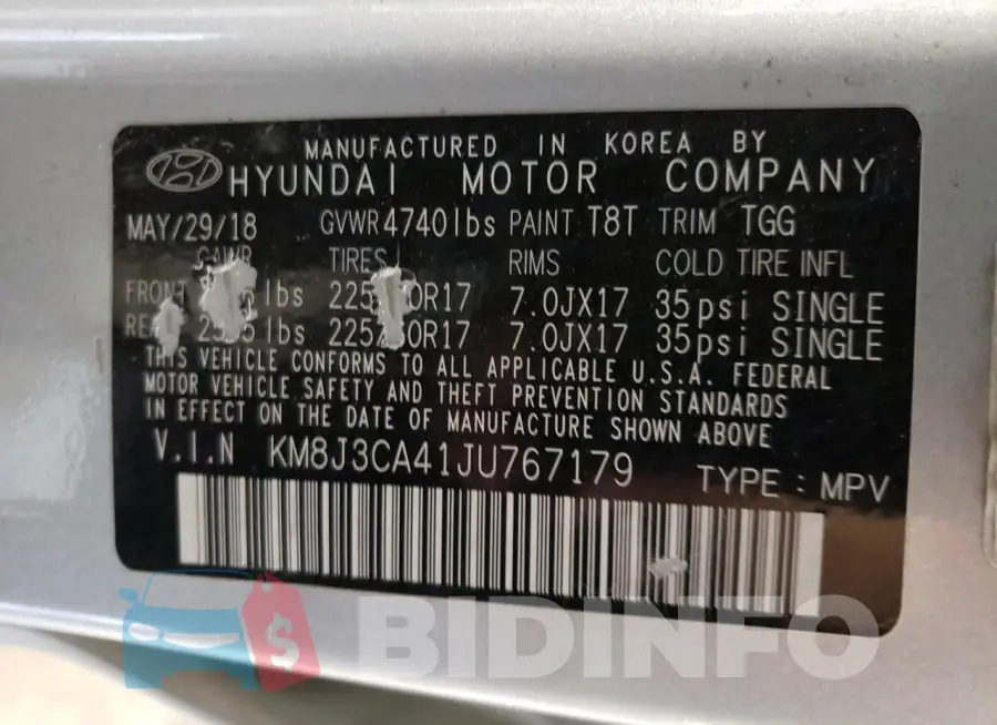 KM8J3CA41JU767179 Photo# 12
