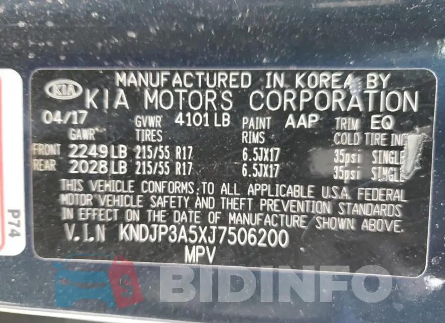KNDJP3A5XJ7506200 Photo# 13