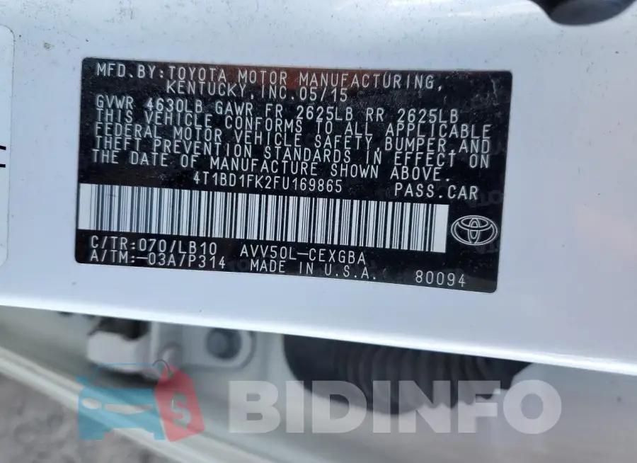 4T1BD1FK2FU169865 Photo# 12