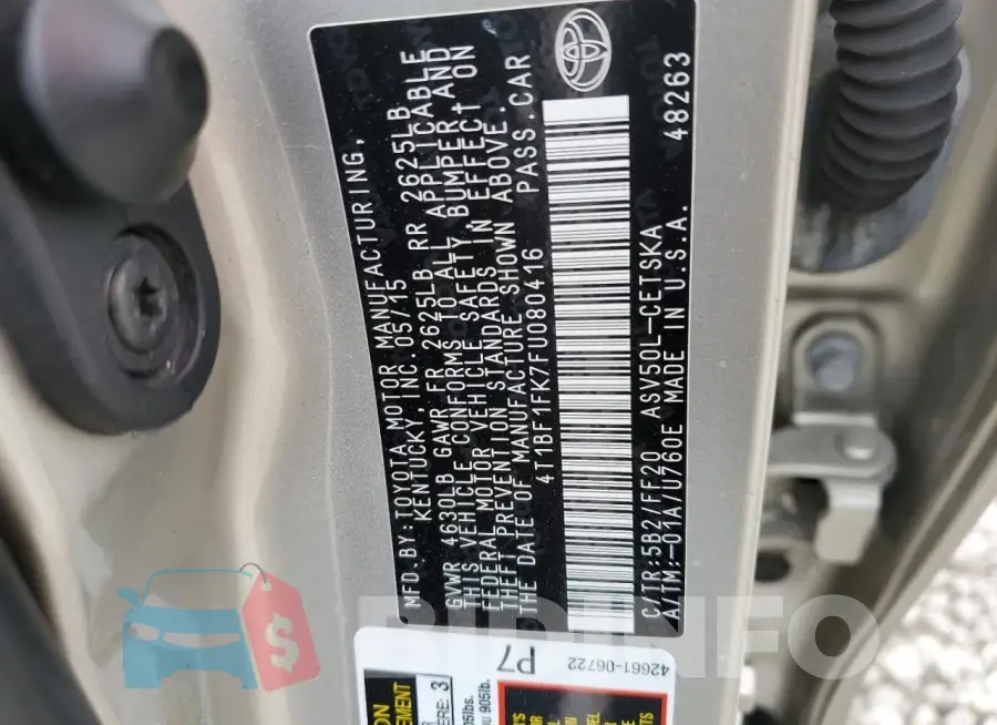 4T1BF1FK7FU080416 Photo# 12