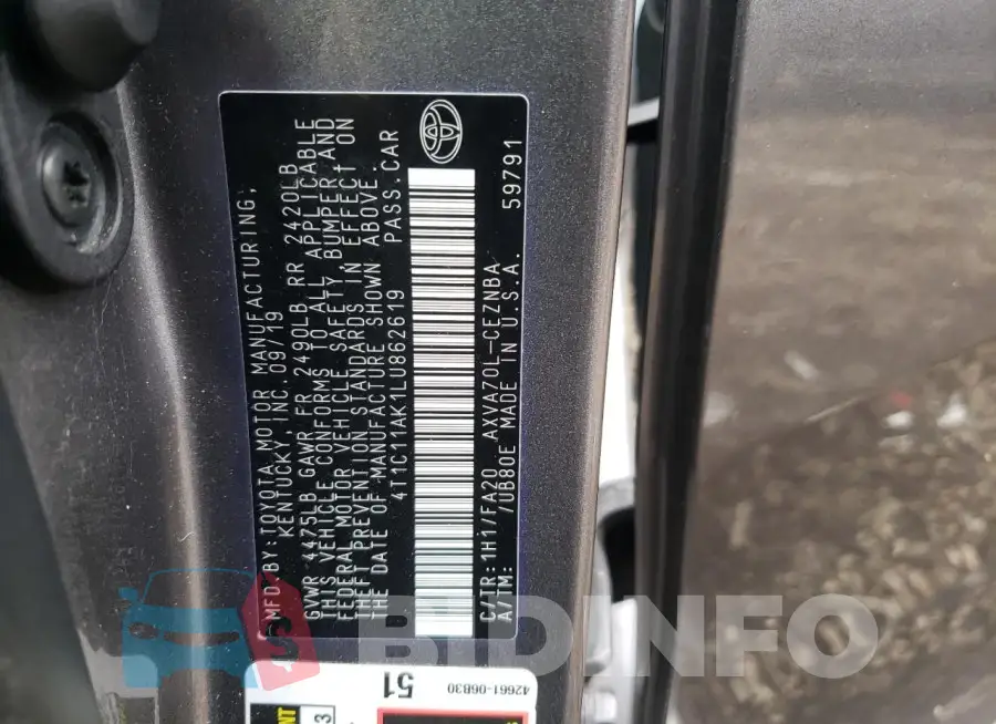 4T1C11AK1LU862619 Photo# 12