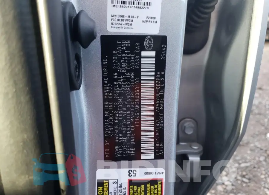 4T1K61AK3NU063103 Photo# 13