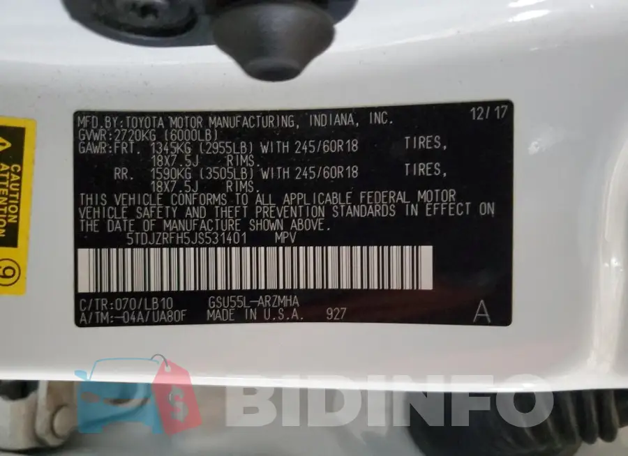 5TDJZRFH5JS531401 Photo# 12