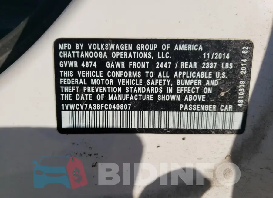 1VWCV7A38FC049807 Photo# 12