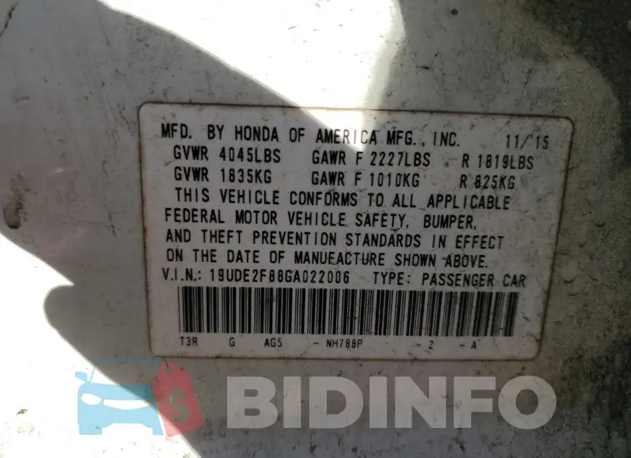 19UDE2F88GA022006 Photo# 13