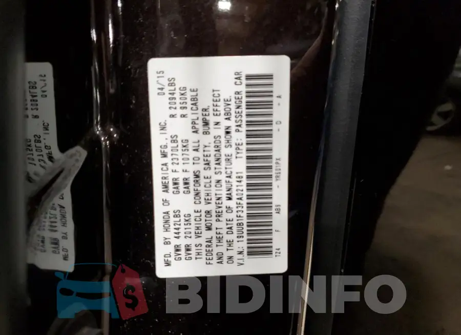 19UUB1F33FA021481 Photo# 12