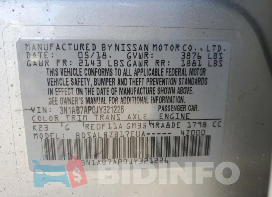 3N1AB7AP0JY321226 Photo# 12
