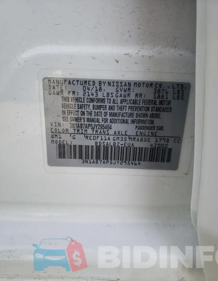 3N1AB7AP5JY295464 Photo# 13