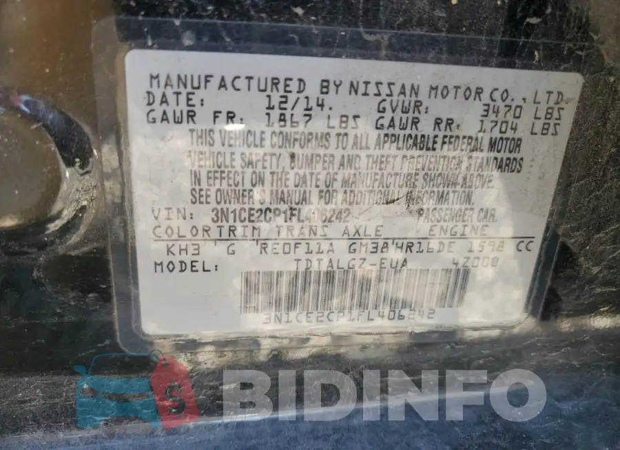 3N1CE2CP1FL406242 Photo# 12