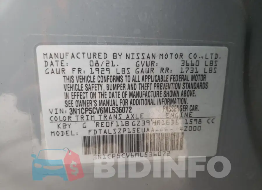 3N1CP5CV6ML536072 Photo# 14
