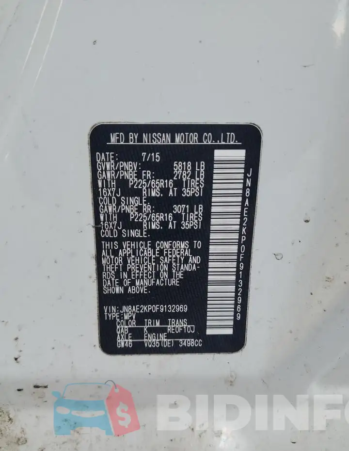 JN8AE2KP0F9132969 Photo# 13