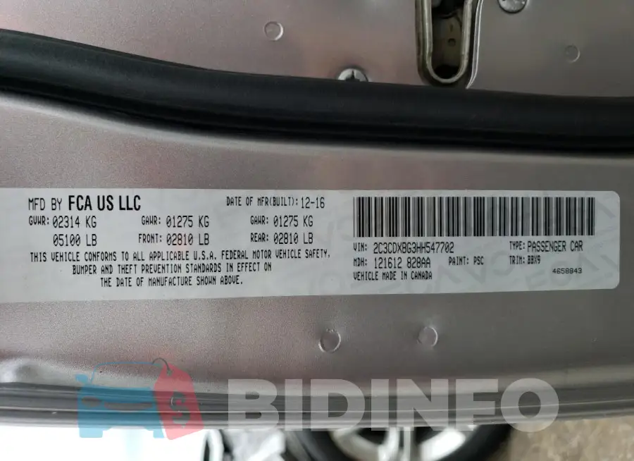 2C3CDXBG3HH547702 Photo# 12