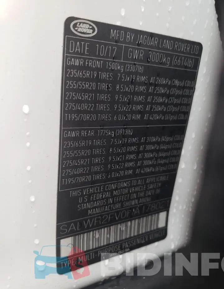 SALWR2FV0HA178021 Photo# 13