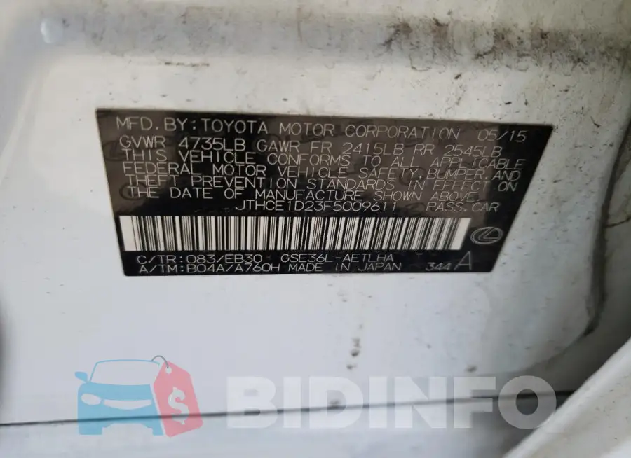 JTHCE1D23F5009611 Photo# 13