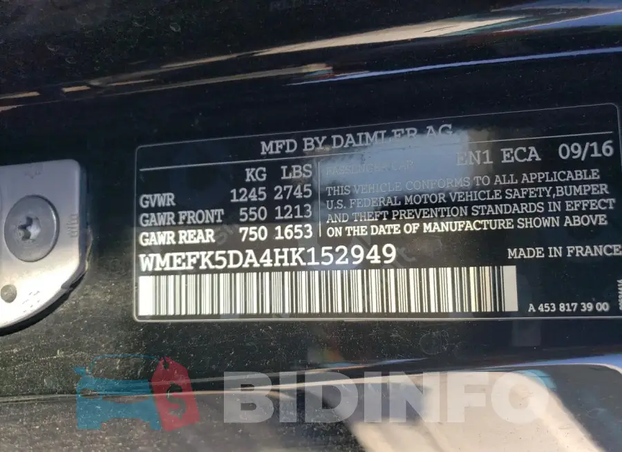 WMEFK5DA4HK152949 Photo# 12