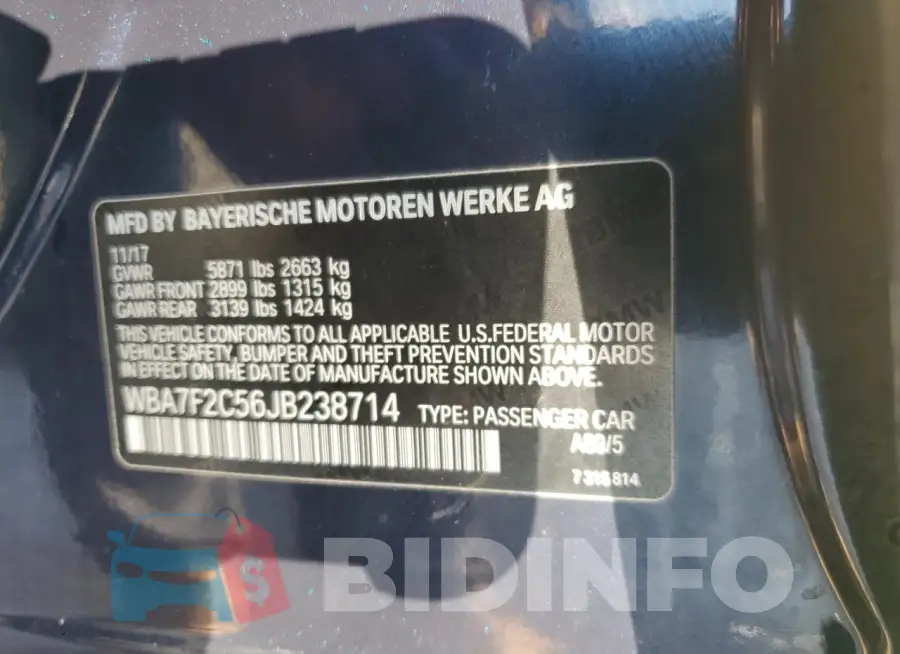WBA7F2C56JB238714 Photo# 12