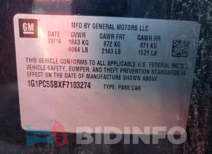 1G1PC5SBXF7103274 Photo# 12