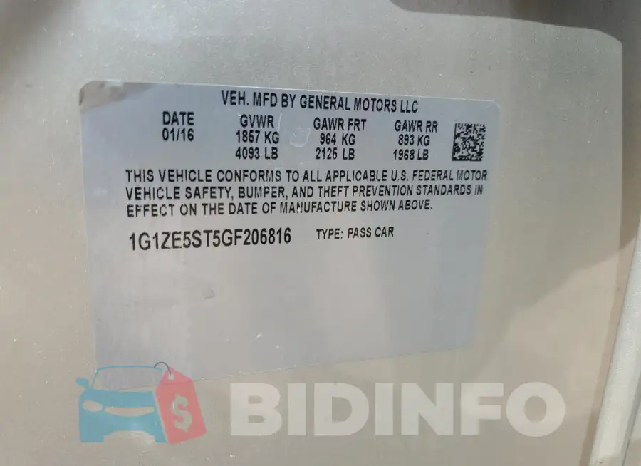 1G1ZE5ST5GF206816 Photo# 12