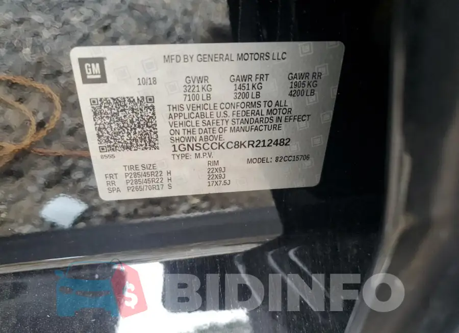 1GNSCCKC8KR212482 Photo# 14
