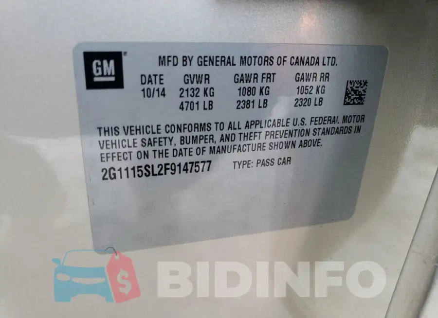 2G1115SL2F9147577 Photo# 12