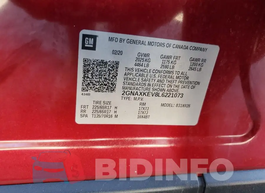 2GNAXKEV8L6221073 Photo# 13