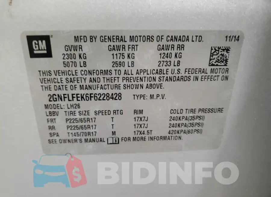 2GNFLFEK6F6228428 Photo# 12