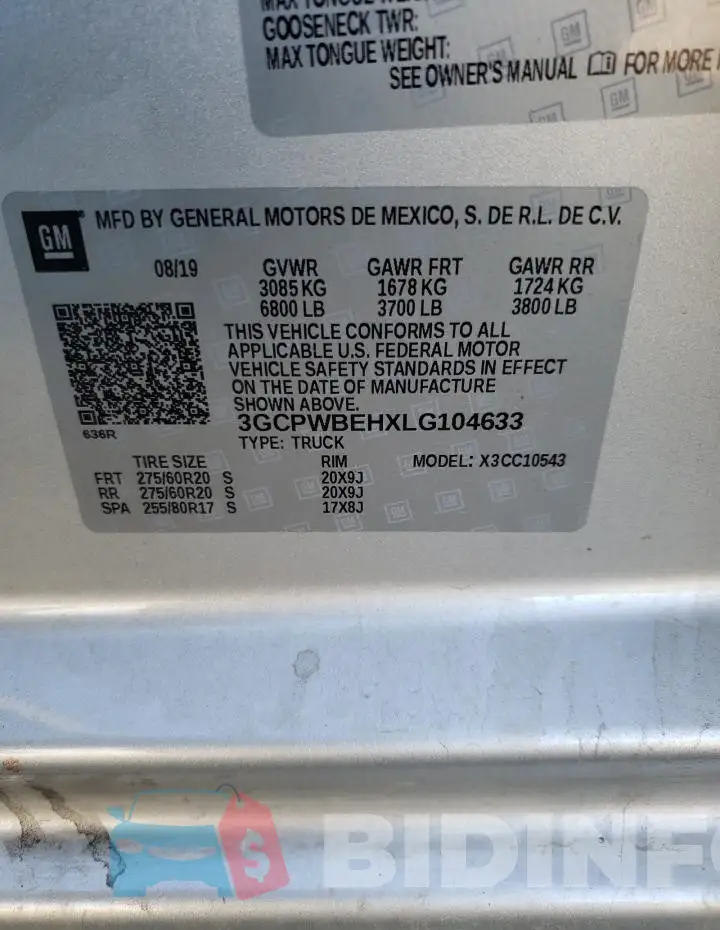 3GCPWBEHXLG104633 Photo# 12