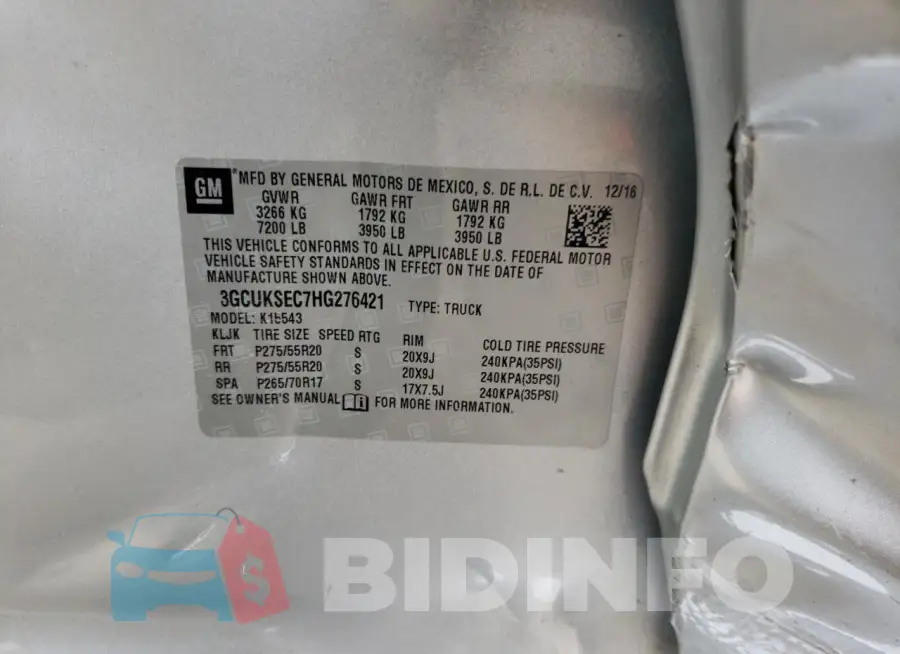 3GCUKSEC7HG276421 Photo# 12