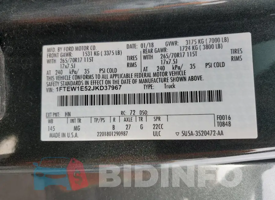 1FTEW1E52JKD37967 Photo# 12