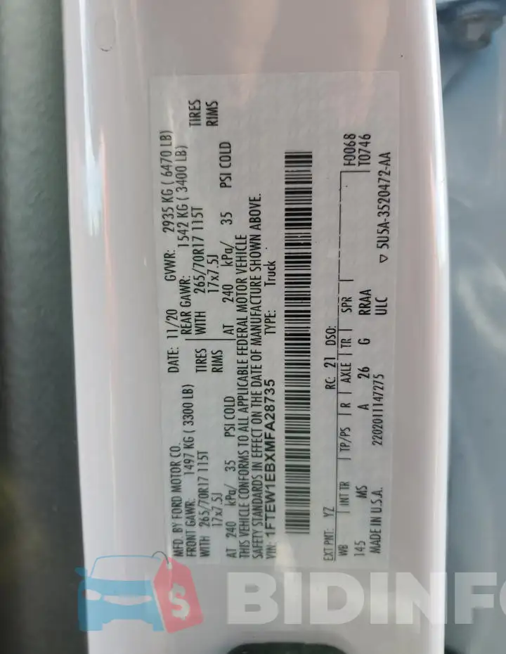 1FTEW1EBXMFA28735 Photo# 12