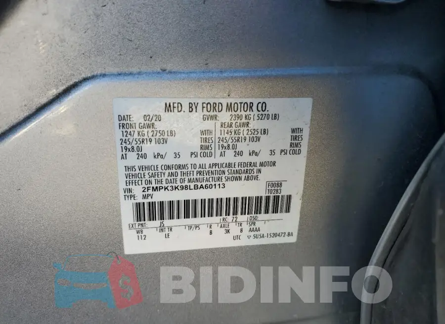 2FMPK3K98LBA60113 Photo# 14