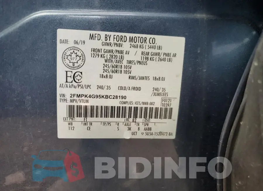 2FMPK4G95KBC28190 Photo# 12