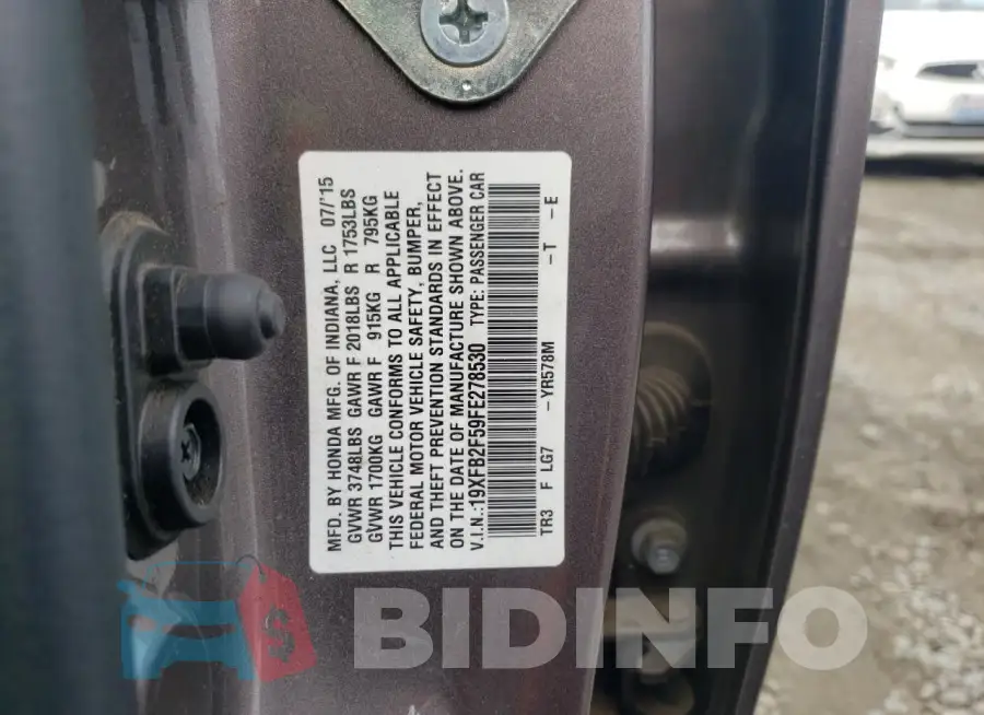 19XFB2F59FE278530 Photo# 12