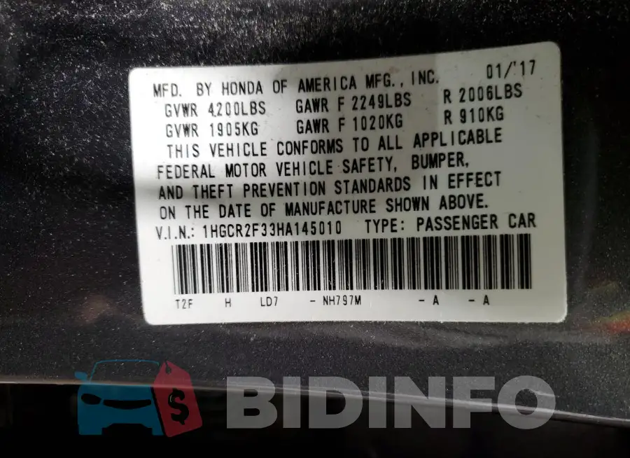 1HGCR2F33HA145010 Photo# 12