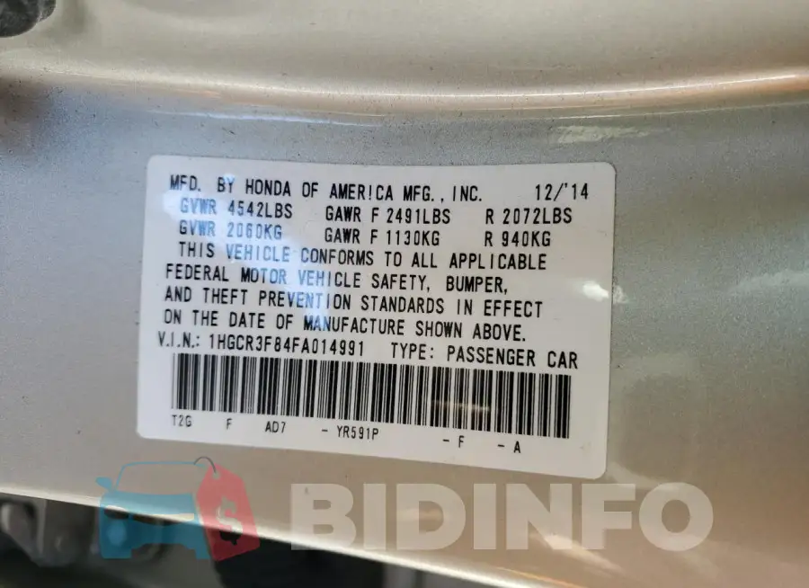1HGCR3F84FA014991 Photo# 13