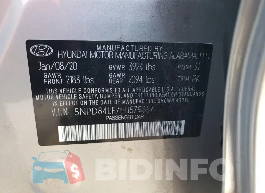 5NPD84LF7LH579657 Photo# 12