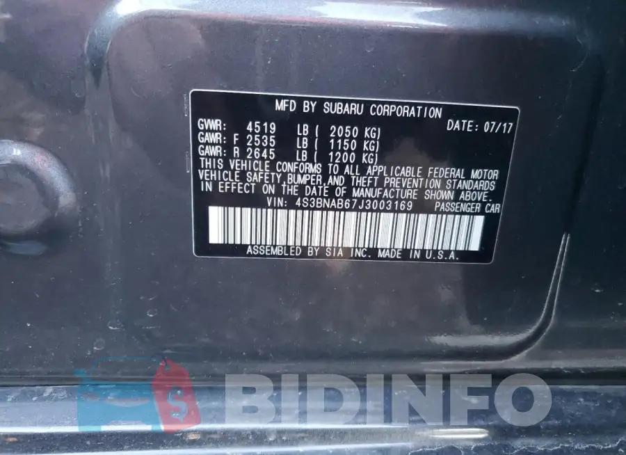 4S3BNAB67J3003169 Photo# 12
