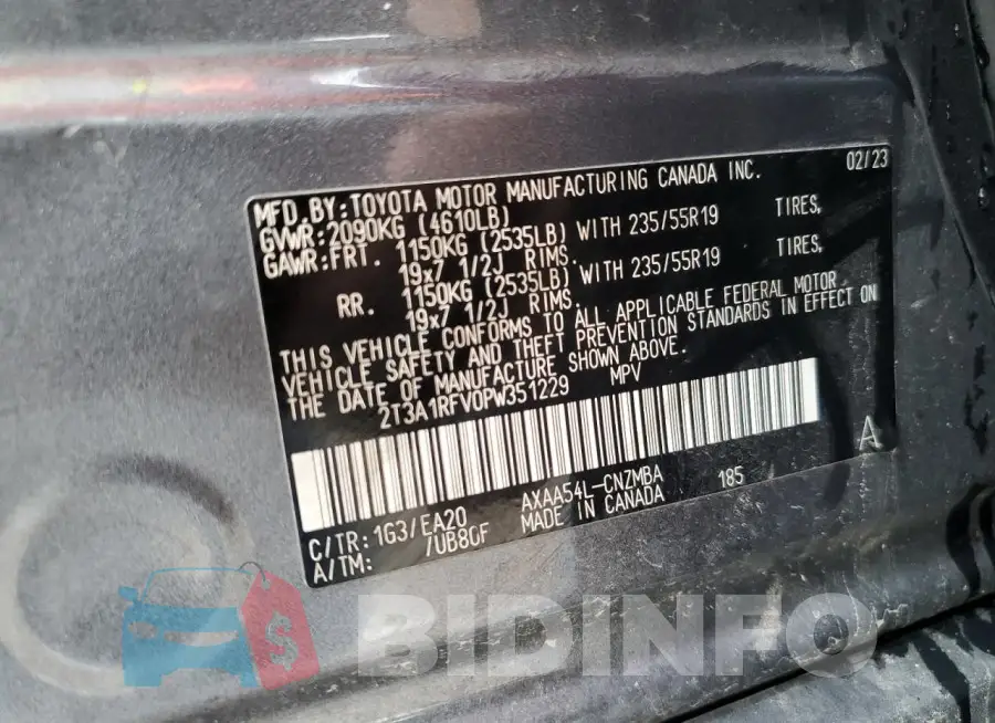 2T3A1RFV0PW351229 Photo# 13
