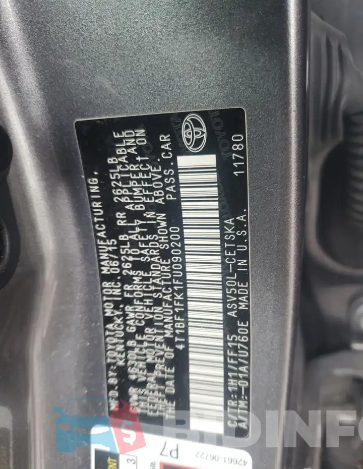 4T1BF1FK1FU090200 Photo# 13