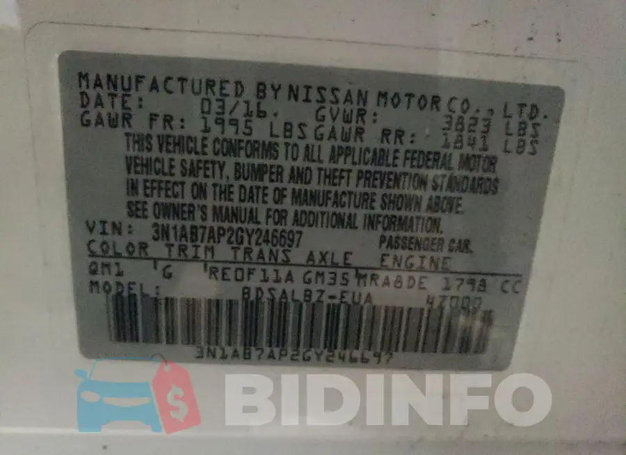 3N1AB7AP2GY246697 Photo# 13