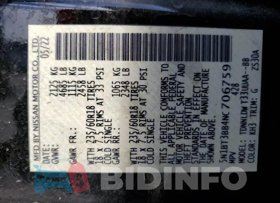 5N1BT3BB4NC706759 Photo# 13