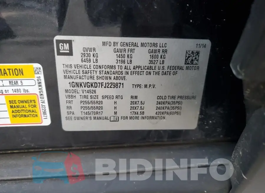 1GNKVGKD7FJ229871 Photo# 12