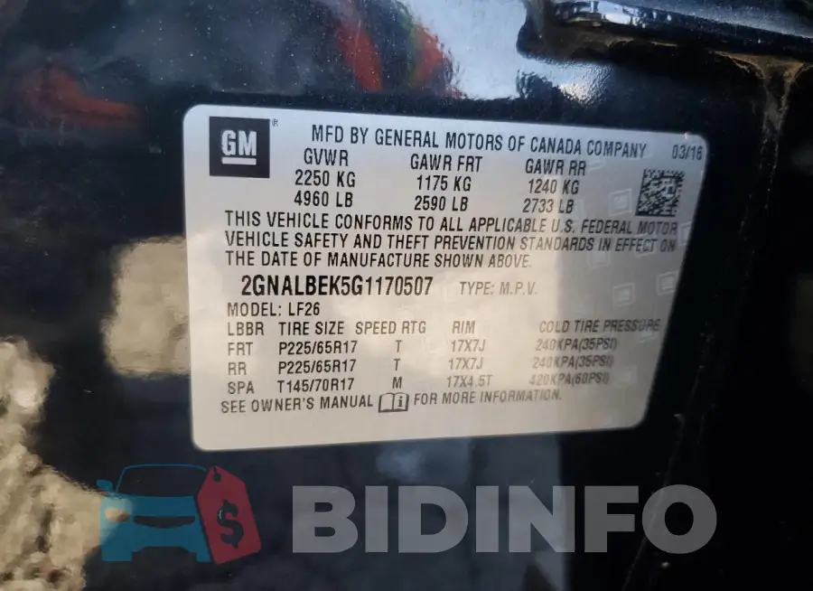 2GNALBEK5G1170507 Photo# 12