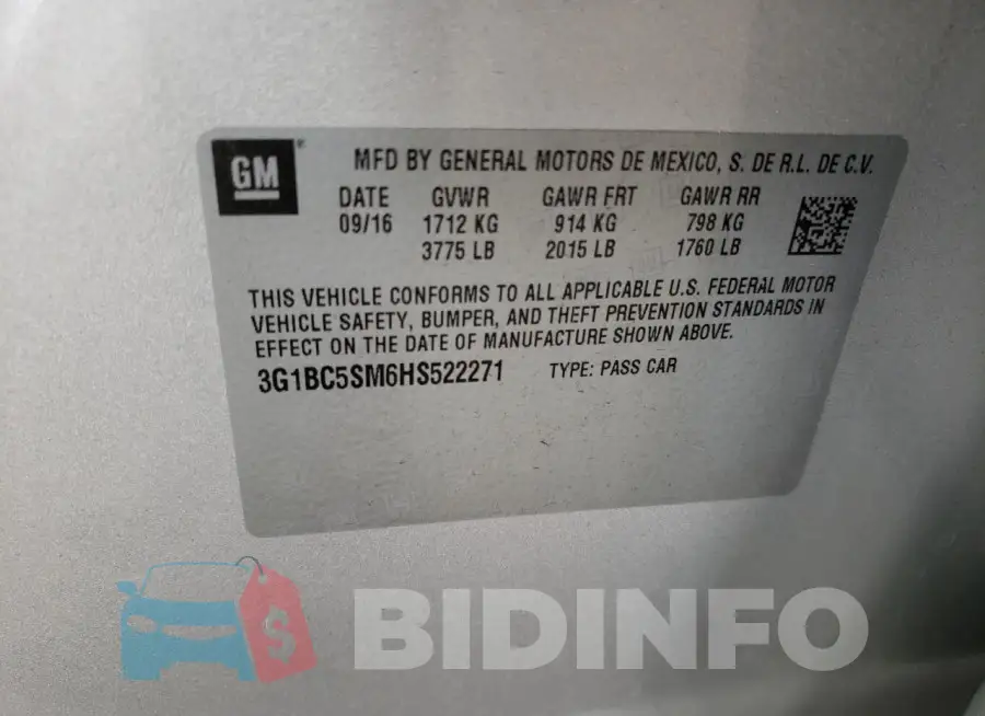 3G1BC5SM6HS522271 Photo# 12
