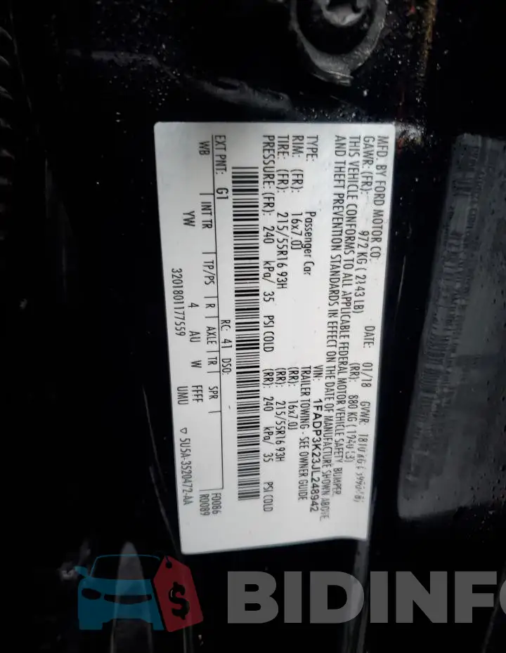 1FADP3K23JL248942 Photo# 12