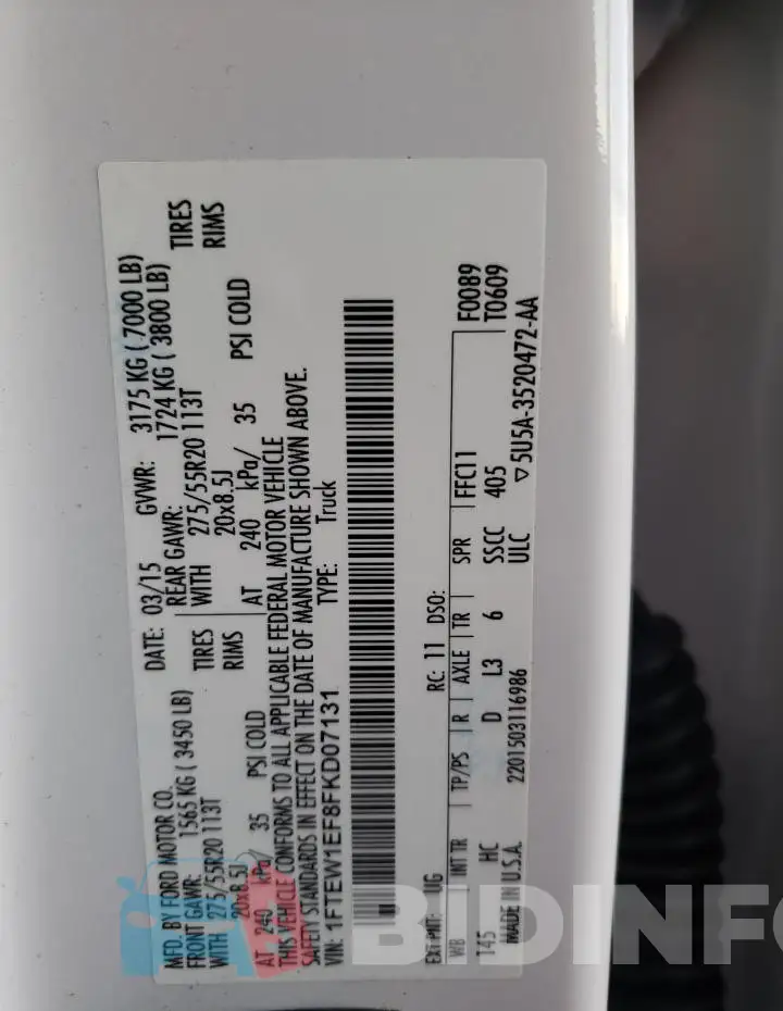 1FTEW1EF8FKD07131 Photo# 12